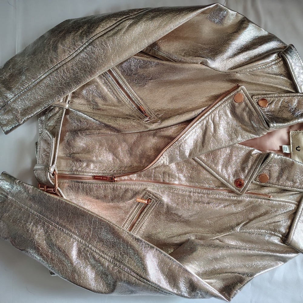 True Religion Rose Gold Metallic Women's Jacket - Picture 3 of 6